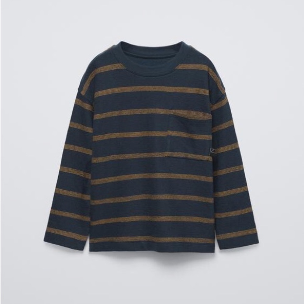 NWT STRIPED POCKET Round neck T-shirt with long sleeves kids size 13-14